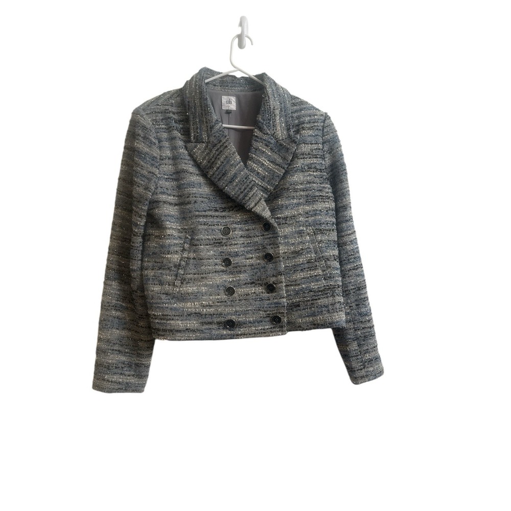 CAbi M wool blend jacket textured sparkle double breasted chic casual Minimalist